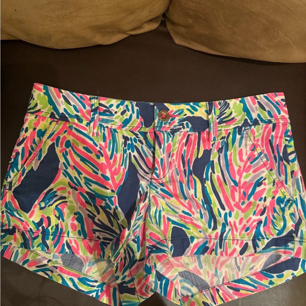 Lilly Pulitzer High Waist Shorts in Pink and Blue